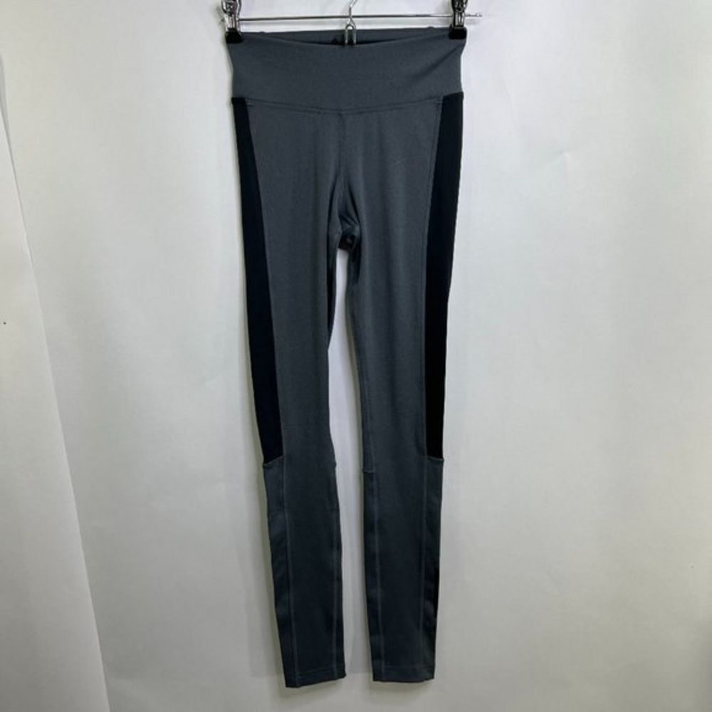 Reebok 2XS Leggings‎ XXS Gray Black Logo Spell Out Skinny Workout Athletic